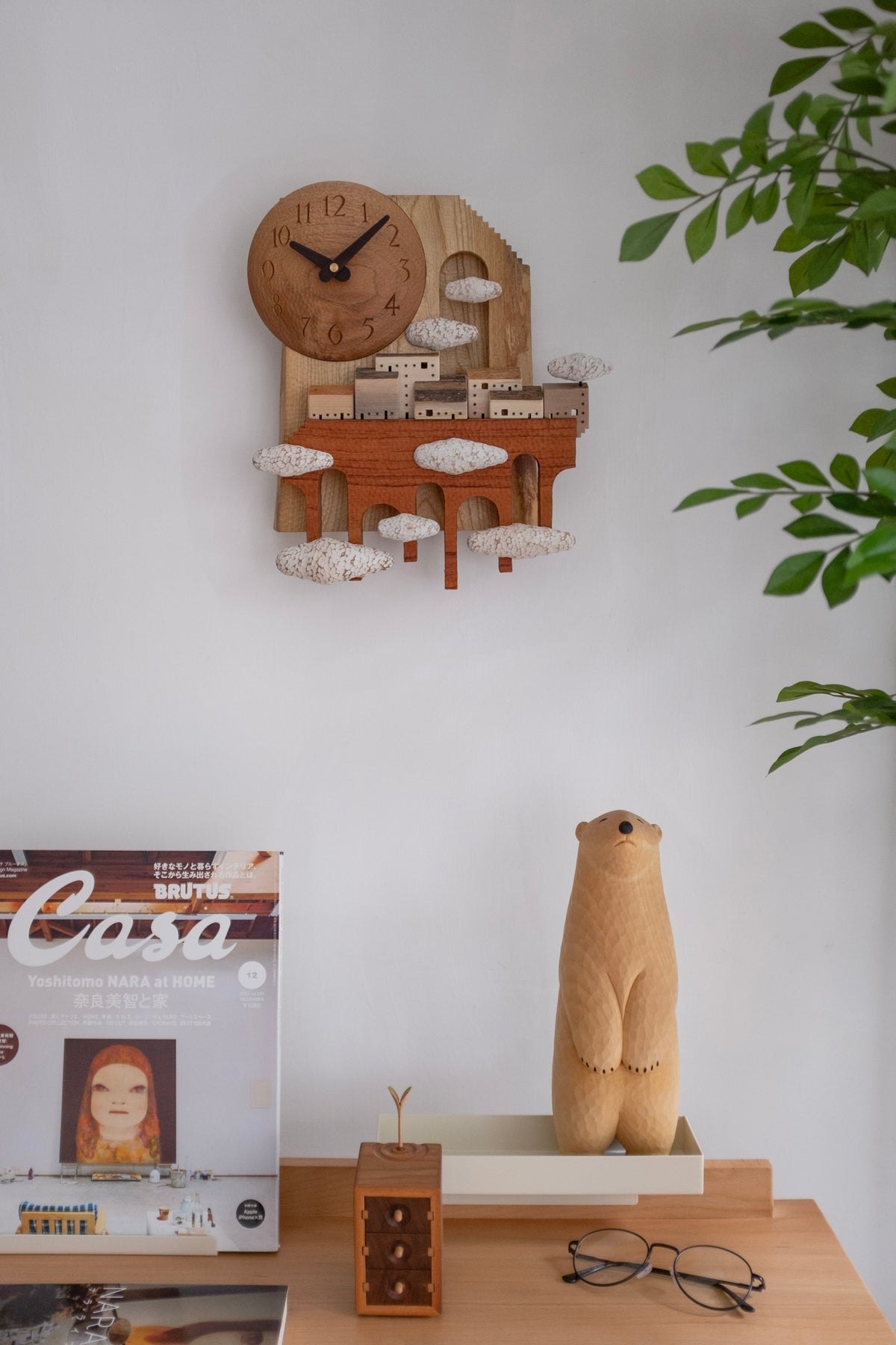Sculpture murale « Temps serein » en bois