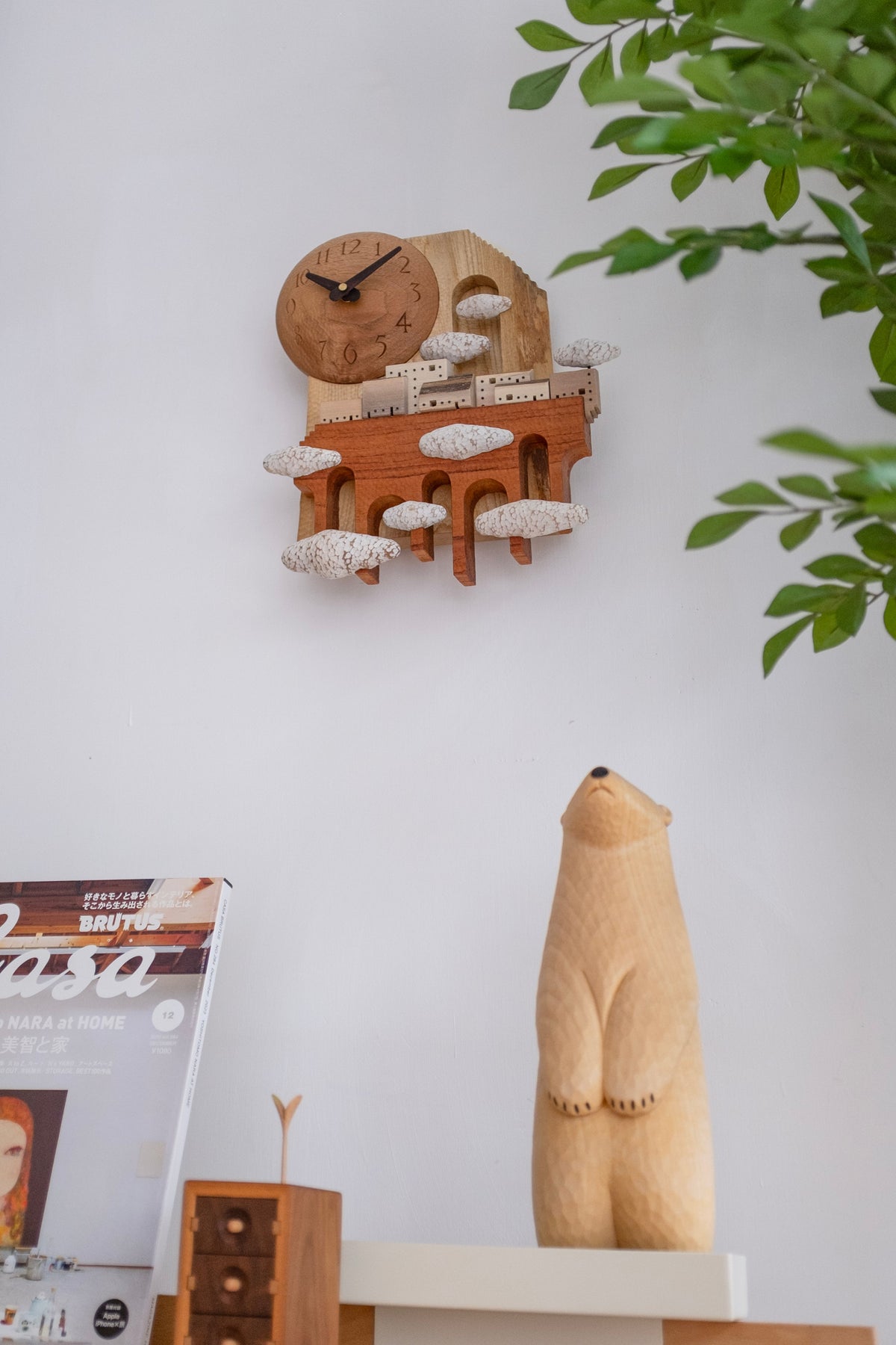 Sculpture murale « Temps serein » en bois