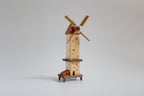 Moulin à vent miniature en bois avec lumière LED