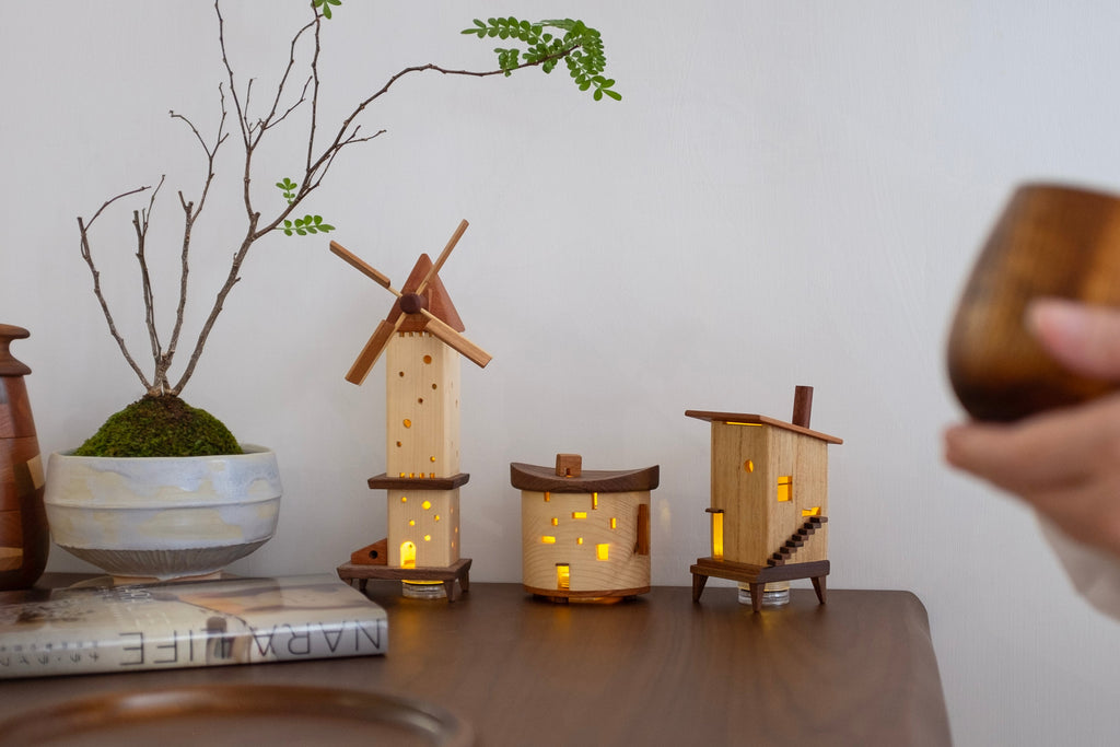 Mini-chalet écossais en bois avec éclairage LED