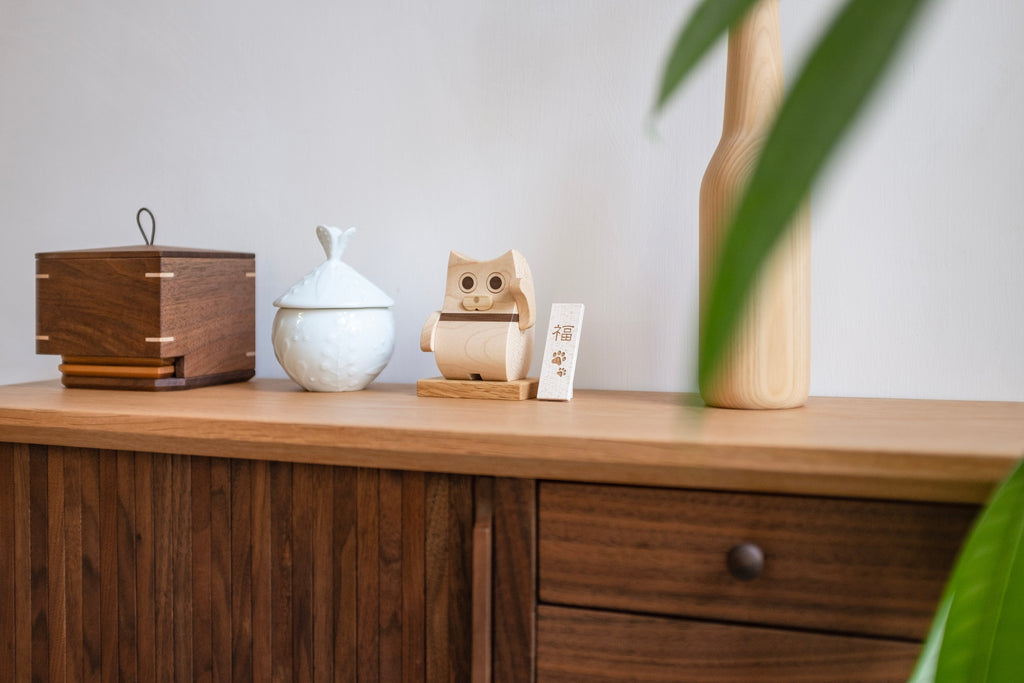 Figurine Maneki Neko en bois