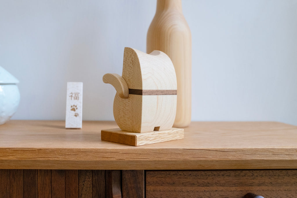 Figurine Maneki Neko en bois