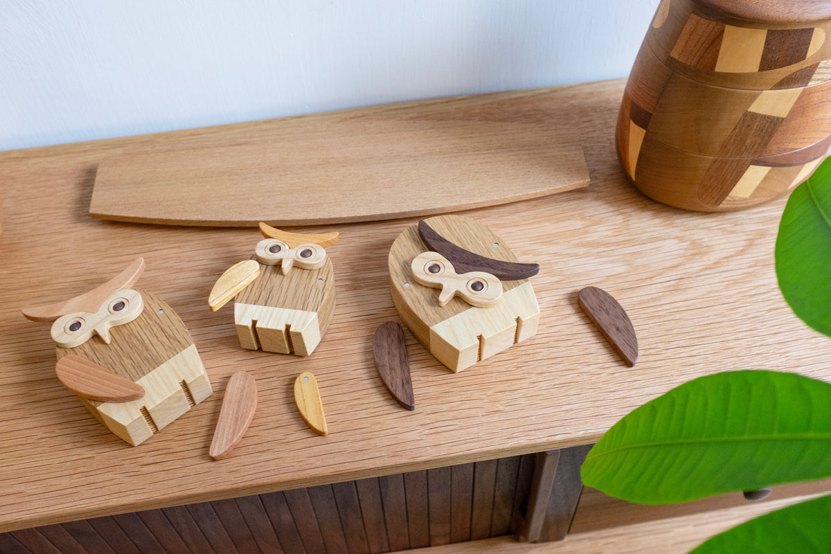 Figurine Chouette Familiale en Bois