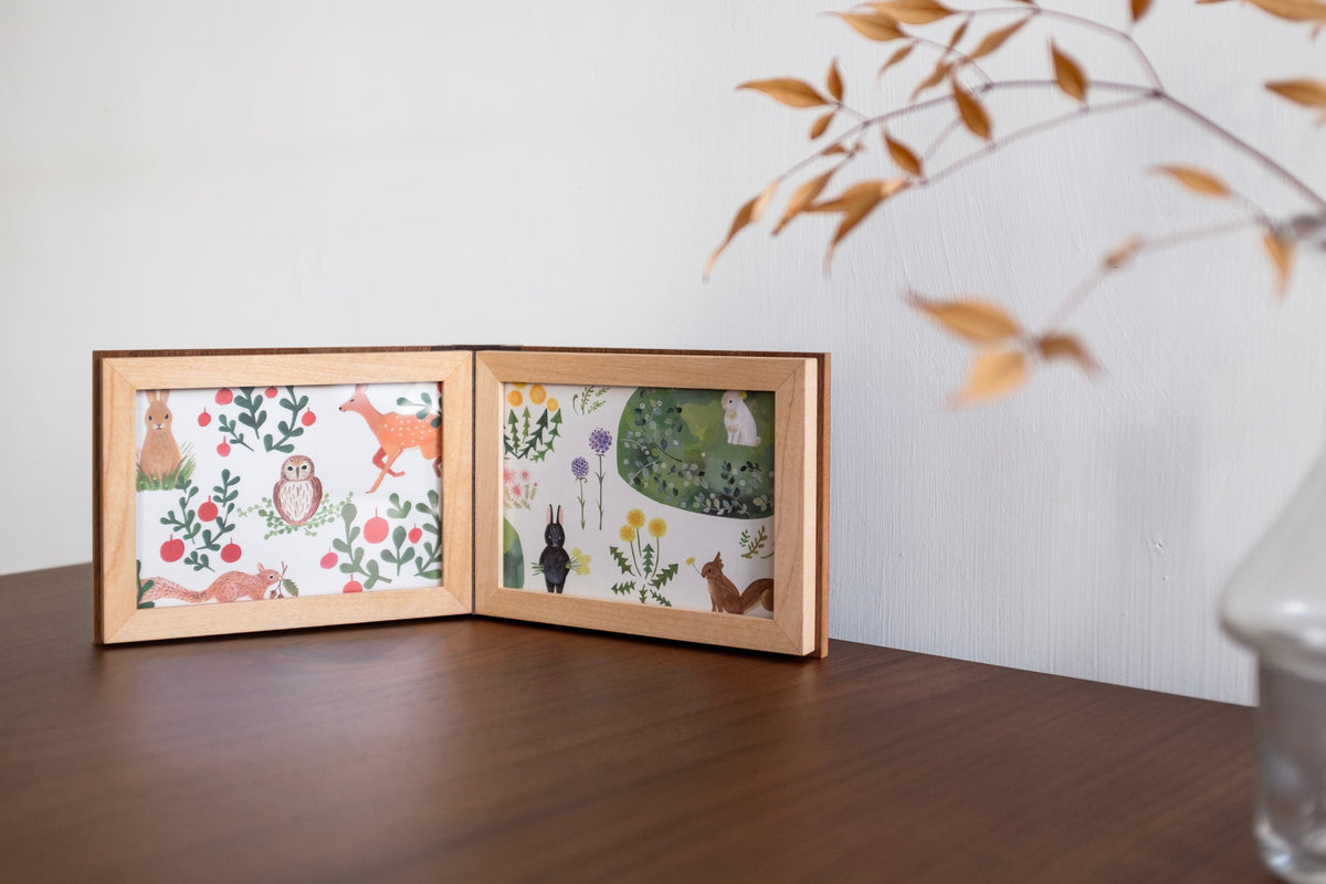 Cadre photo de style livre en noyer