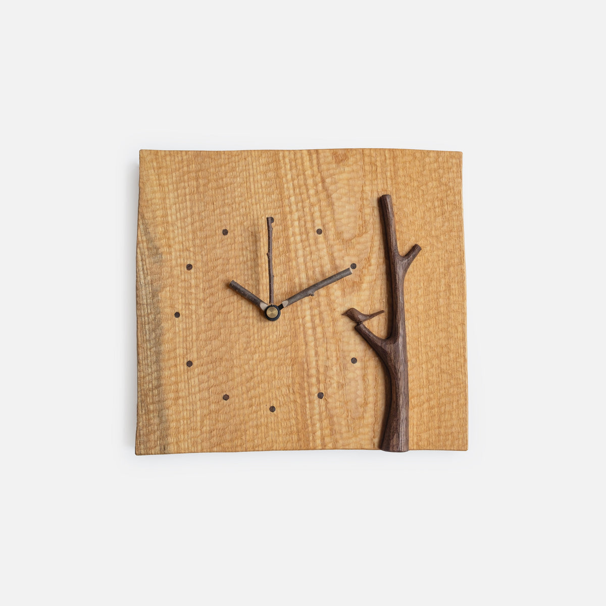 Horloge en bois faite main - Arbre et oiseau