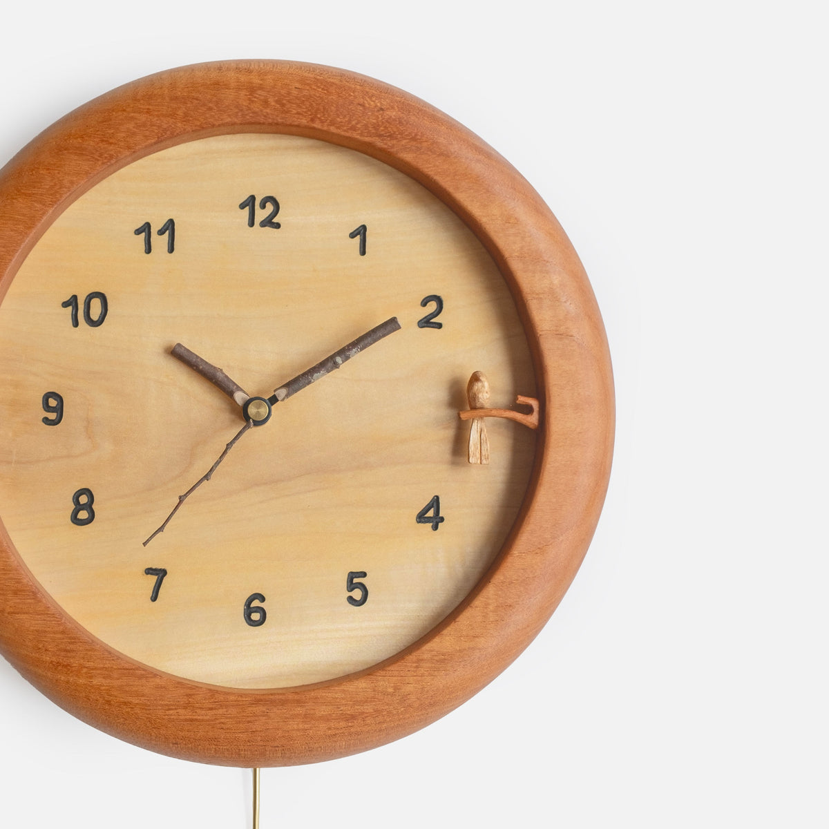 Horloge pendule en bois sculpté main Oiseau