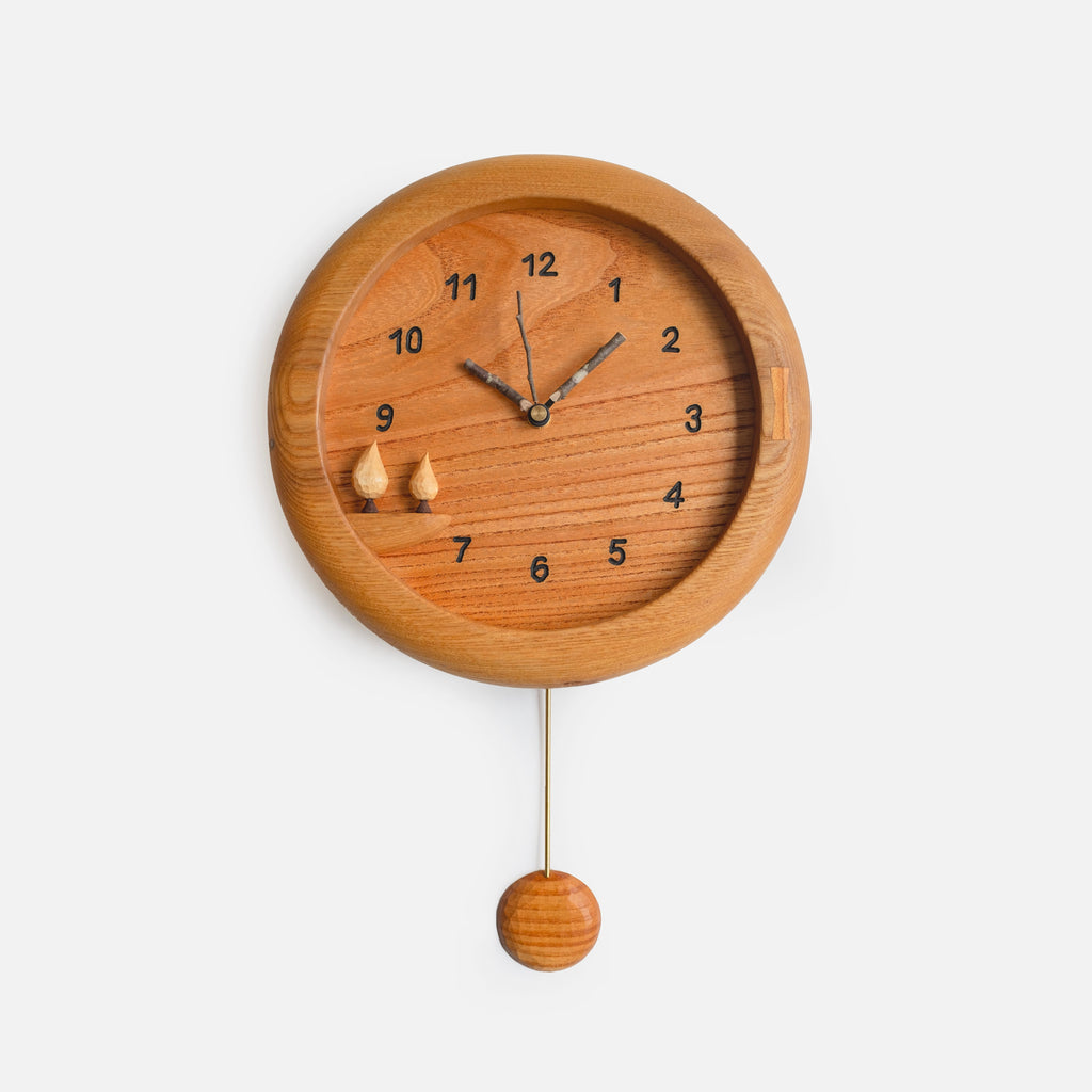 Horloge Pendule en Bois Faite Main Forêt
