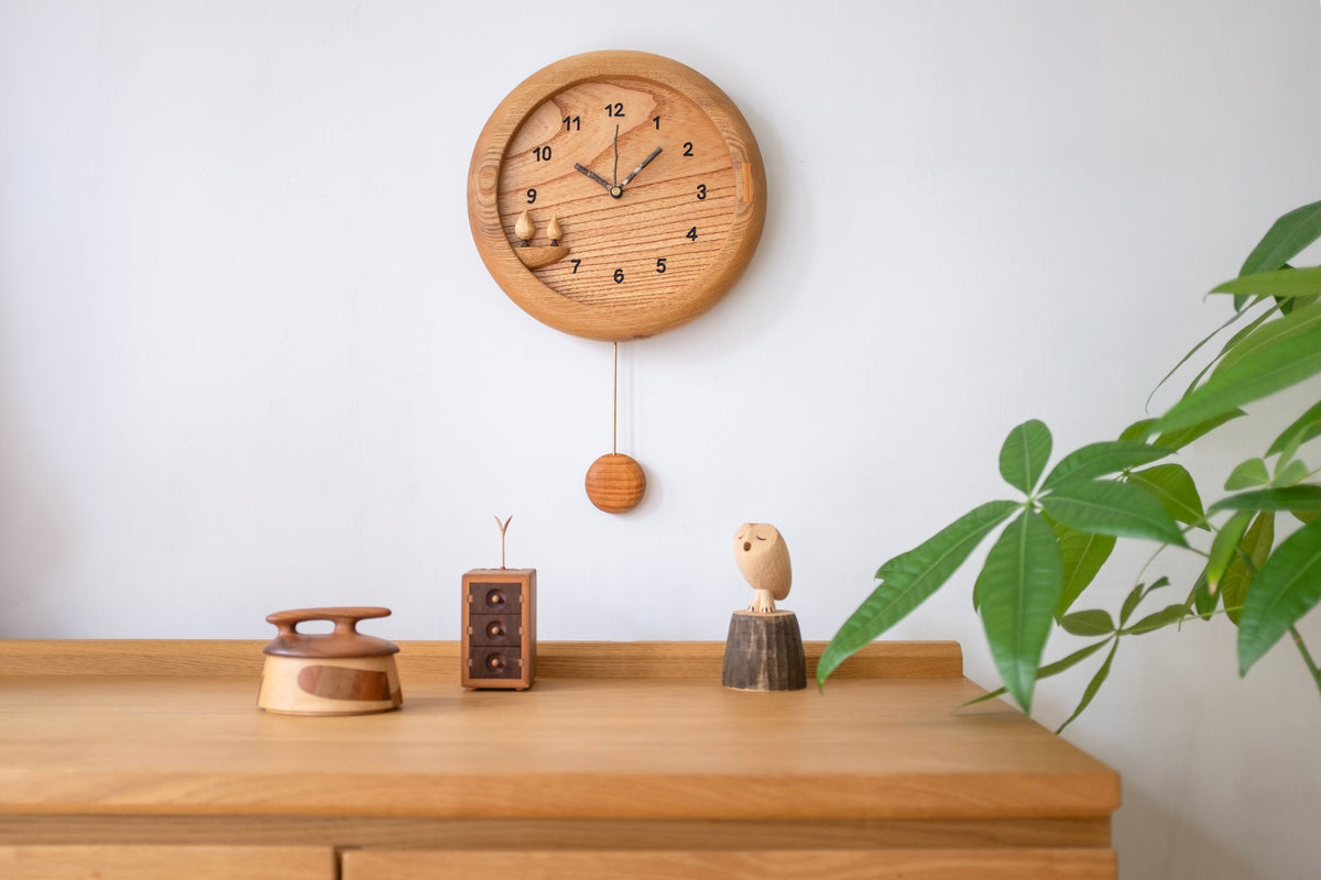 Horloge Pendule en Bois Faite Main Forêt