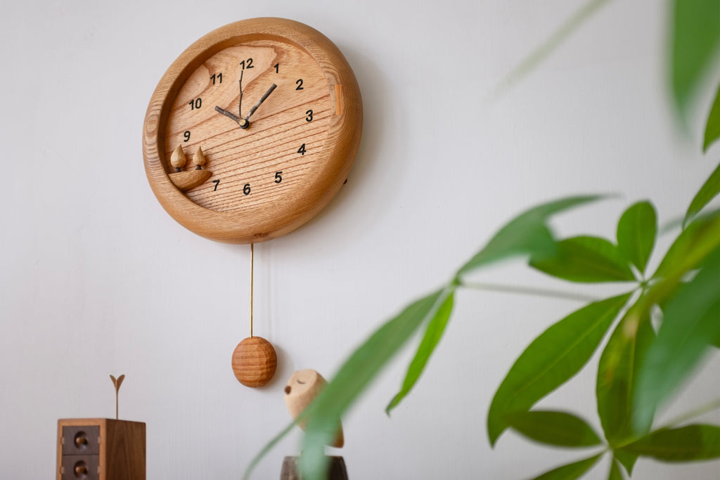Horloge Pendule en Bois Faite Main Forêt