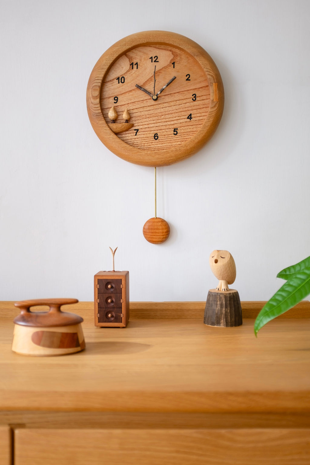 Horloge Pendule en Bois Faite Main Forêt