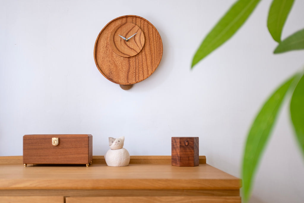 Horloge Pendule en Bois Faite à la Main Cercle Irrégulier