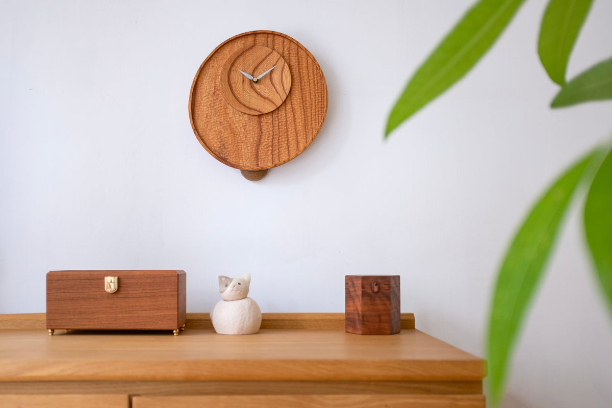 Horloge Pendule en Bois Faite à la Main Cercle Irrégulier