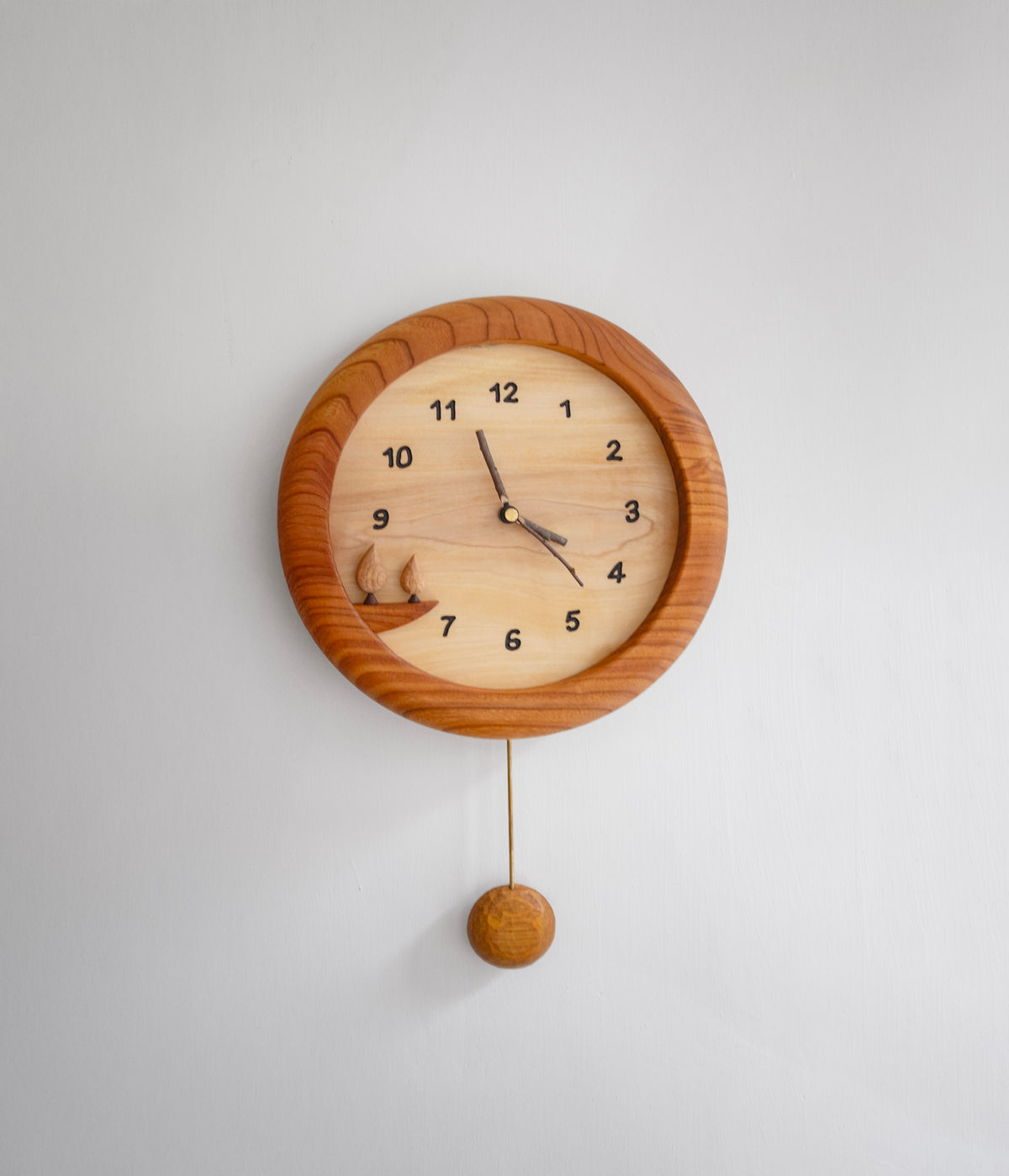 Horloge Pendule en Bois Faite Main Forêt