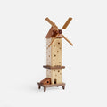 Moulin à vent miniature en bois avec lumière LED