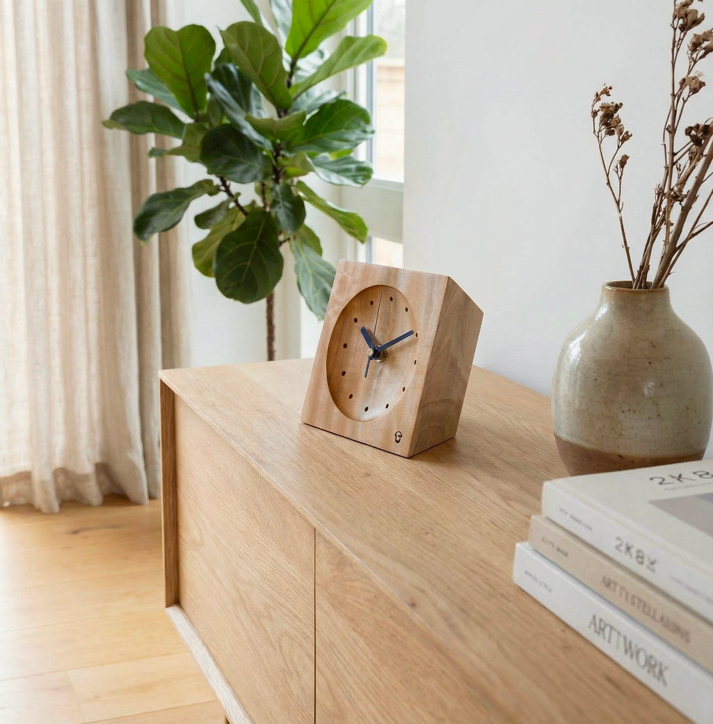Horloge de bureau effet bois