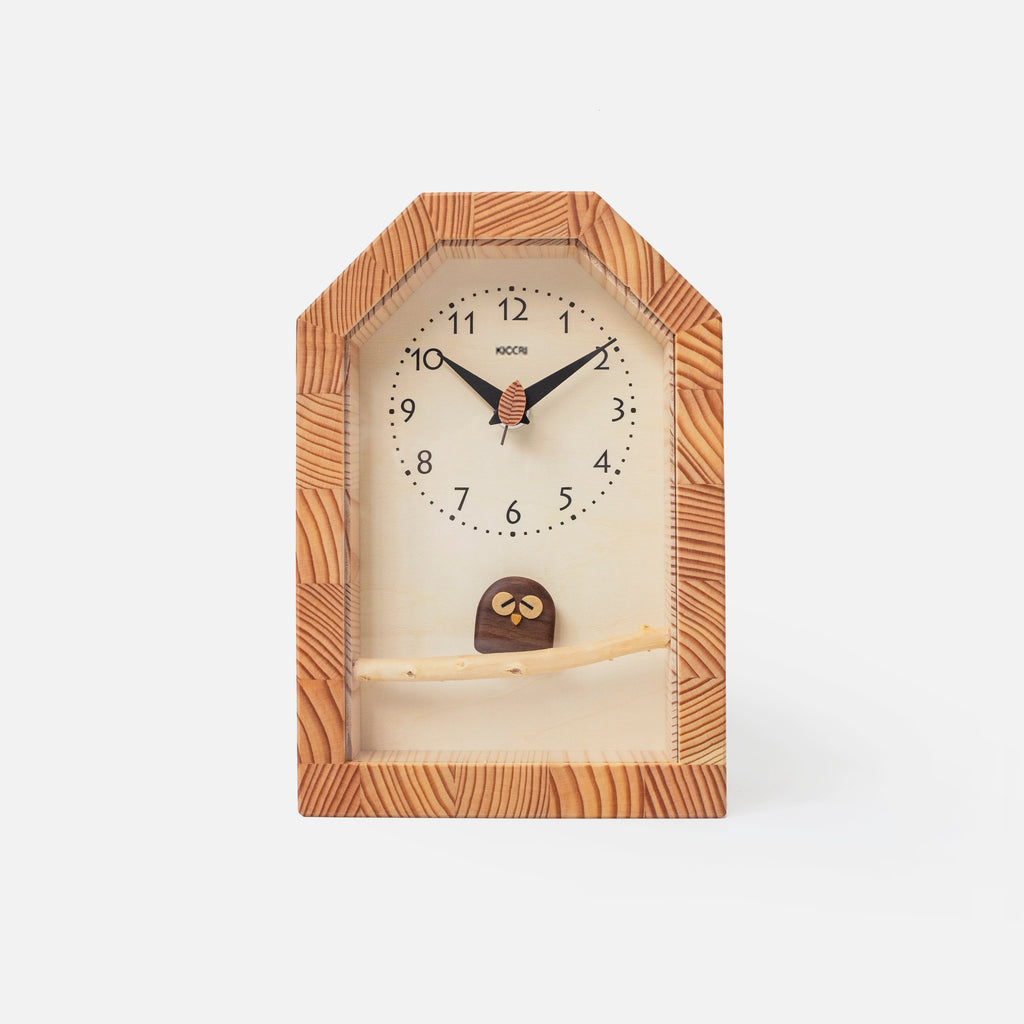 horloge hibou en bois