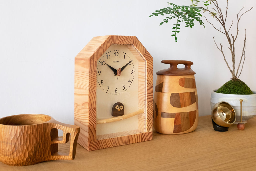 horloge hibou en bois