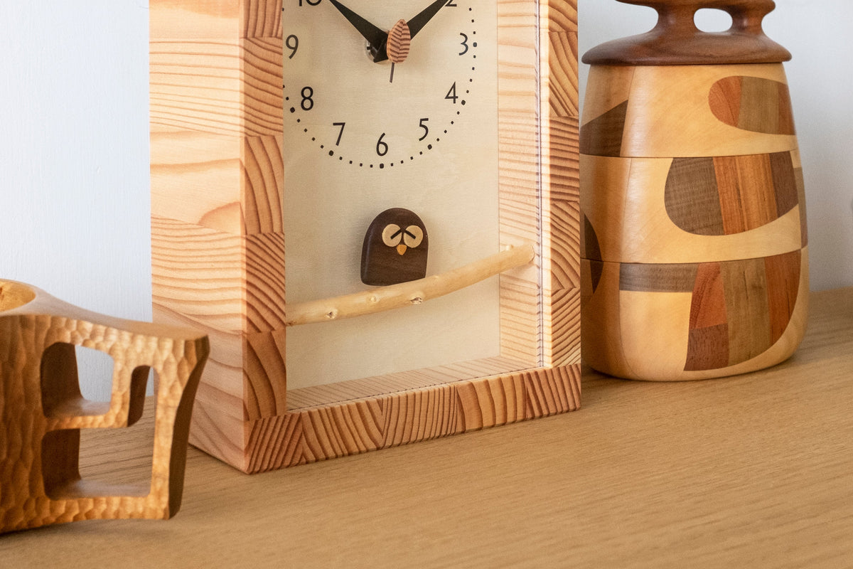 horloge hibou en bois