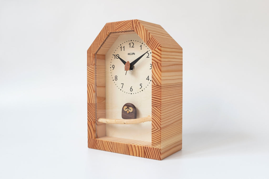 horloge hibou en bois