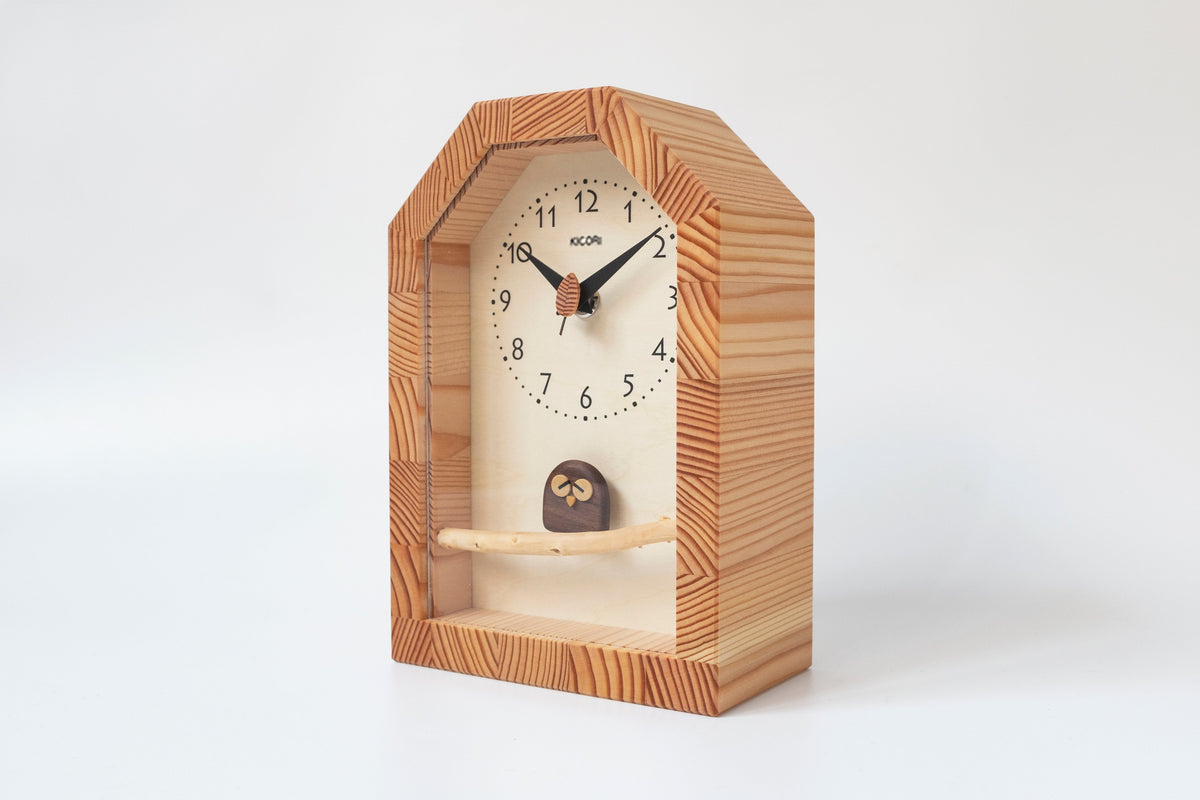 horloge hibou en bois