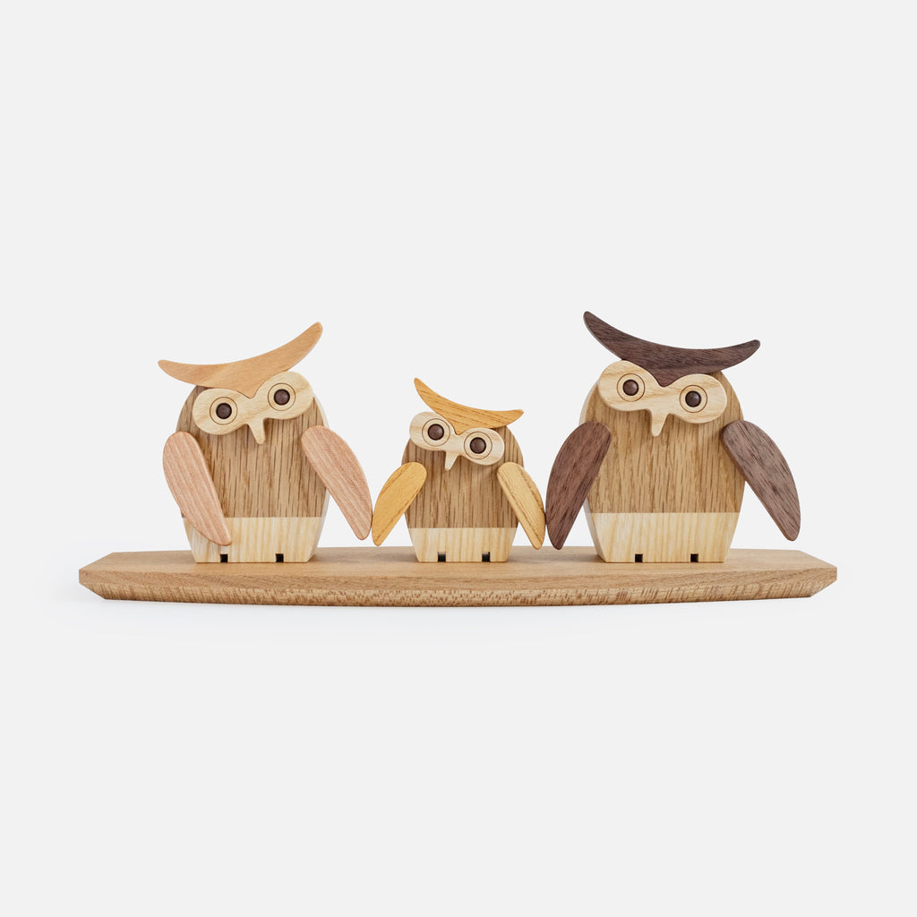 Figurine Chouette Familiale en Bois