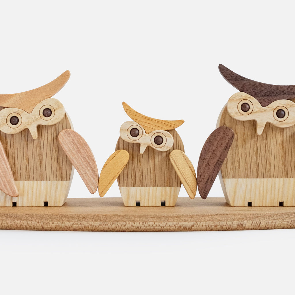 Figurine Chouette Familiale en Bois