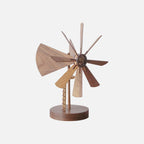 Figurine Moulin à Vent en Noyer Noir (avec Mini Échelle et Plateforme d'Observation)