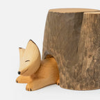 Petite sieste de renard, sculpture sur bois