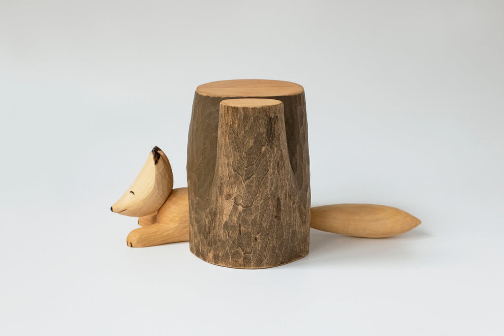 Petite sieste de renard, sculpture sur bois