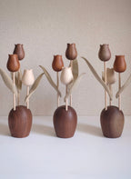 Sculpture de tulipe en bois fabriquée à la main