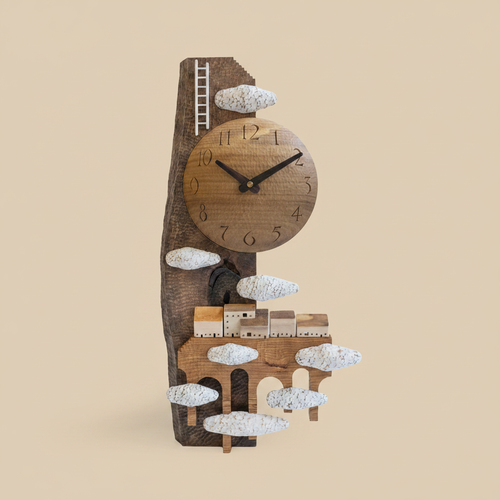 Architectural Clock beige background