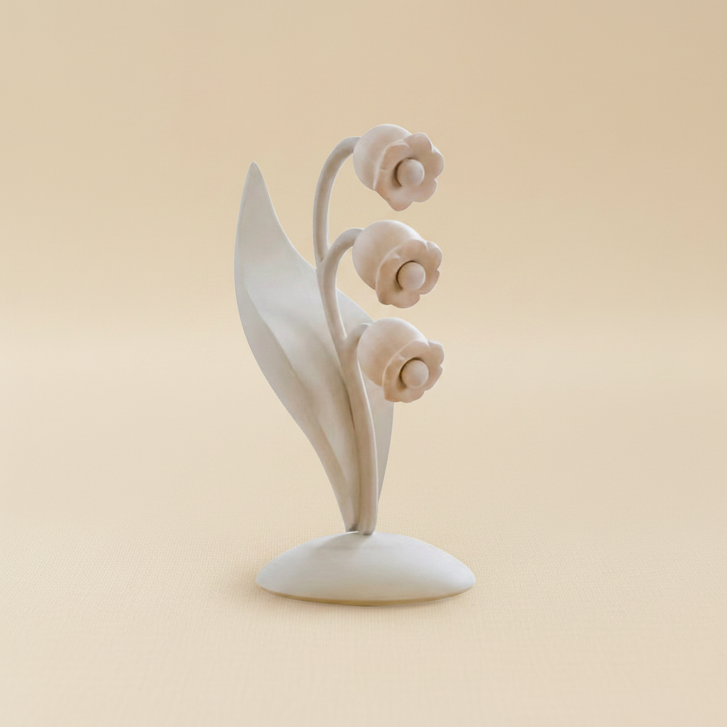 Wooden Lily of the Valley beige background