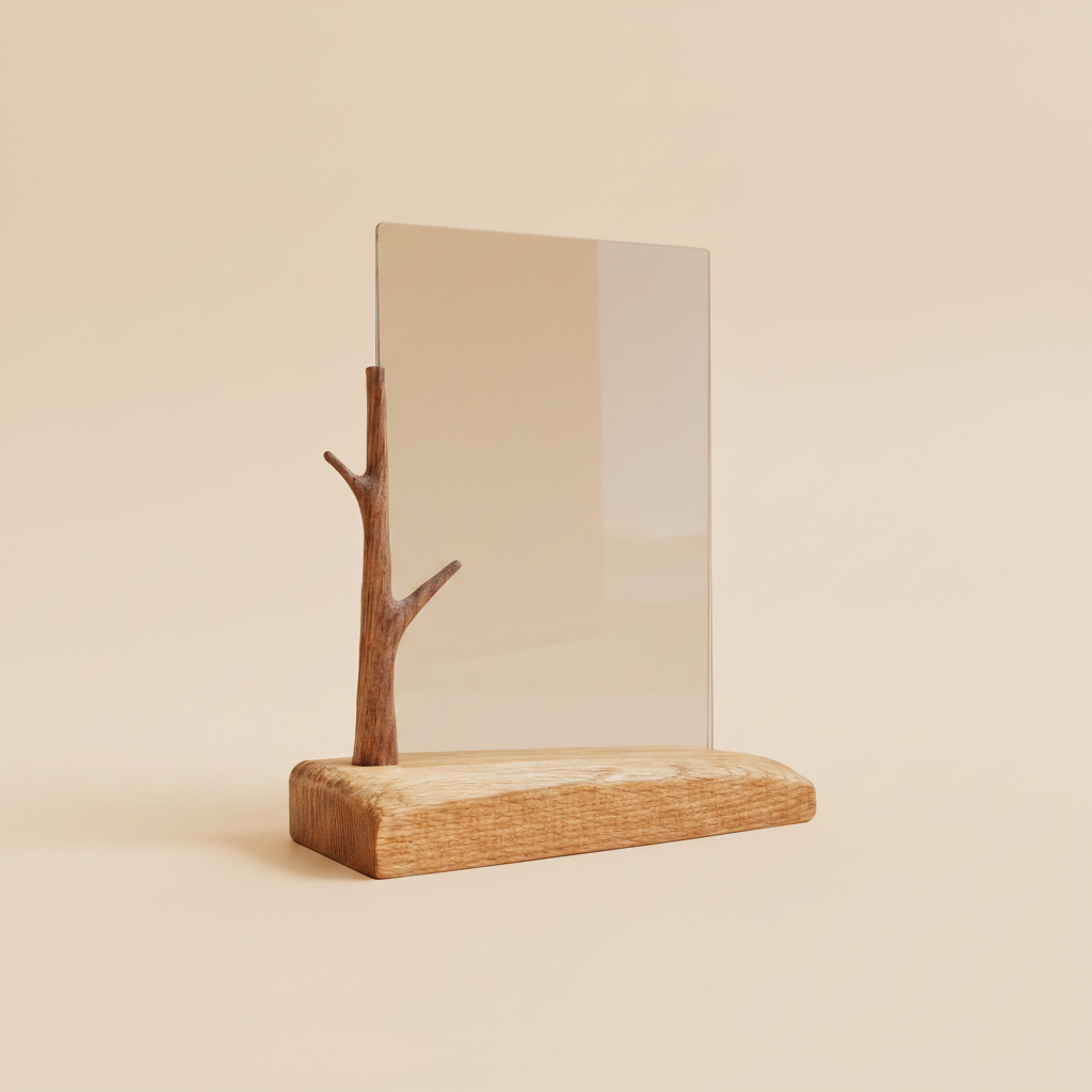 Wooden Photo Frame beige background