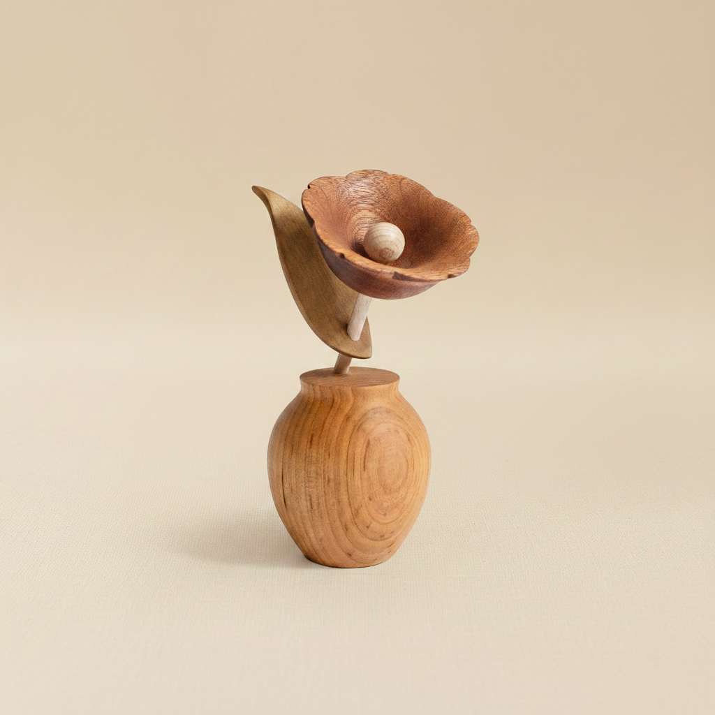 Wooden Poppy beige background