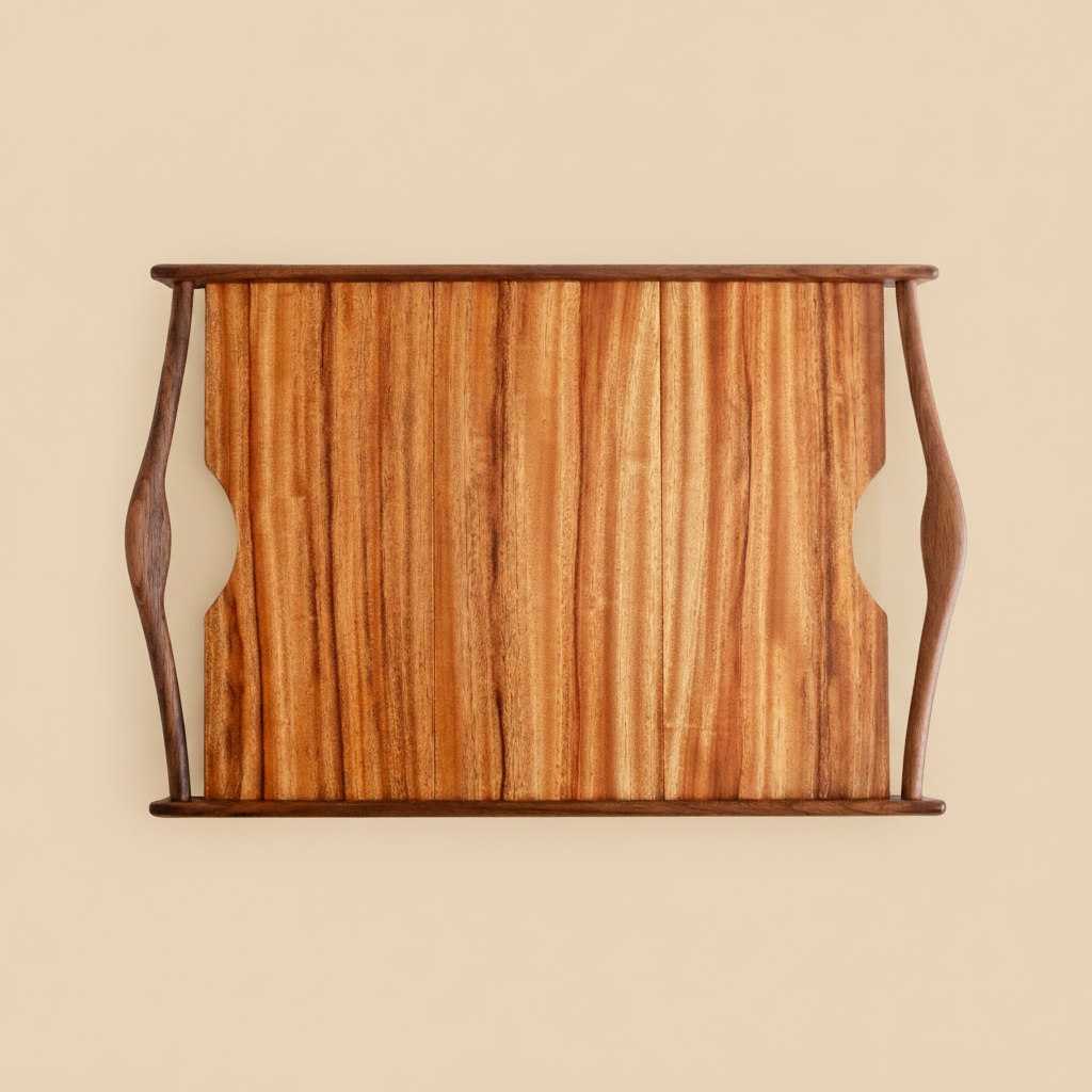 Wooden Tray beige background