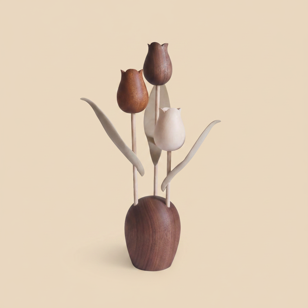 Wooden Tulip beige background